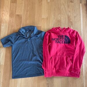 The North Face Kids Gray Polo and Red Hoodie